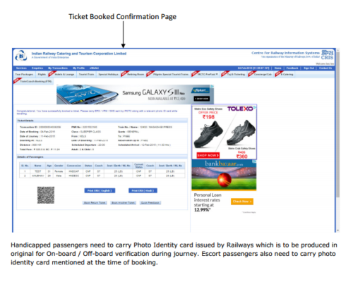 Online Disable Concession Ticket Process