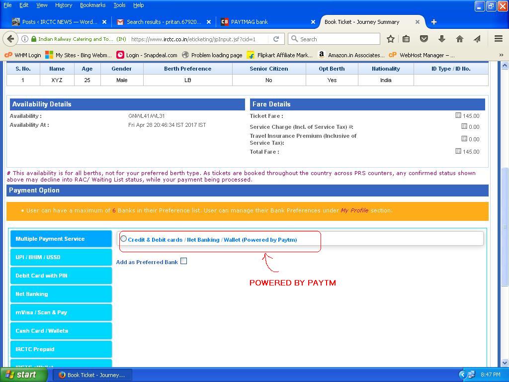 PAYTMAG under irctc refund status will refunded in same account - IRCTC ...