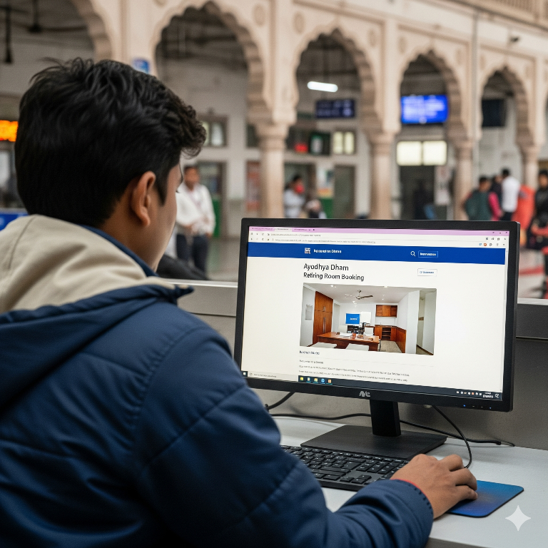 Booking a retiring room at Ayodhya Dham railway station